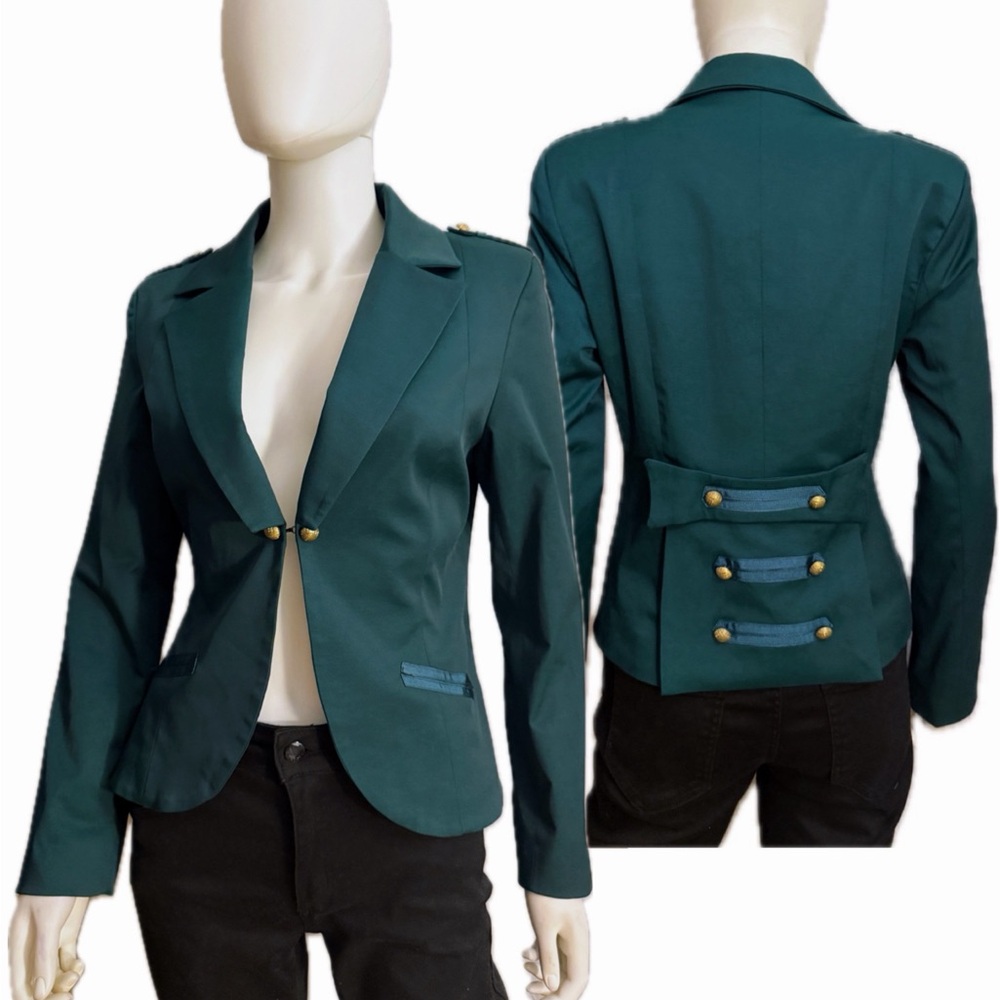 NWT WOMEN BLAZER FITTED‎ JACKET SINGLE BREASTED MILITARY STYLE LINED